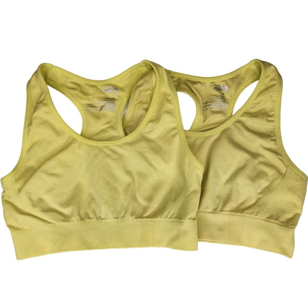 MTA Sports Bra Set of 2 Yellow/Green Small Women's Nylon/Spandex